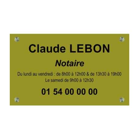Plaque Notaire laiton 30 x 20 cm
