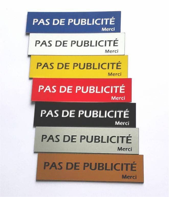 STOP PUB Boite Aux Lettres Plaque Noire Gravure Grise PAG® –