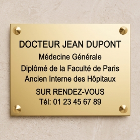Plaque professionnelle gravée sur laiton 40 x 30 cm