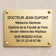 Plaque professionnelle gravée sur laiton 40 x 30 cm